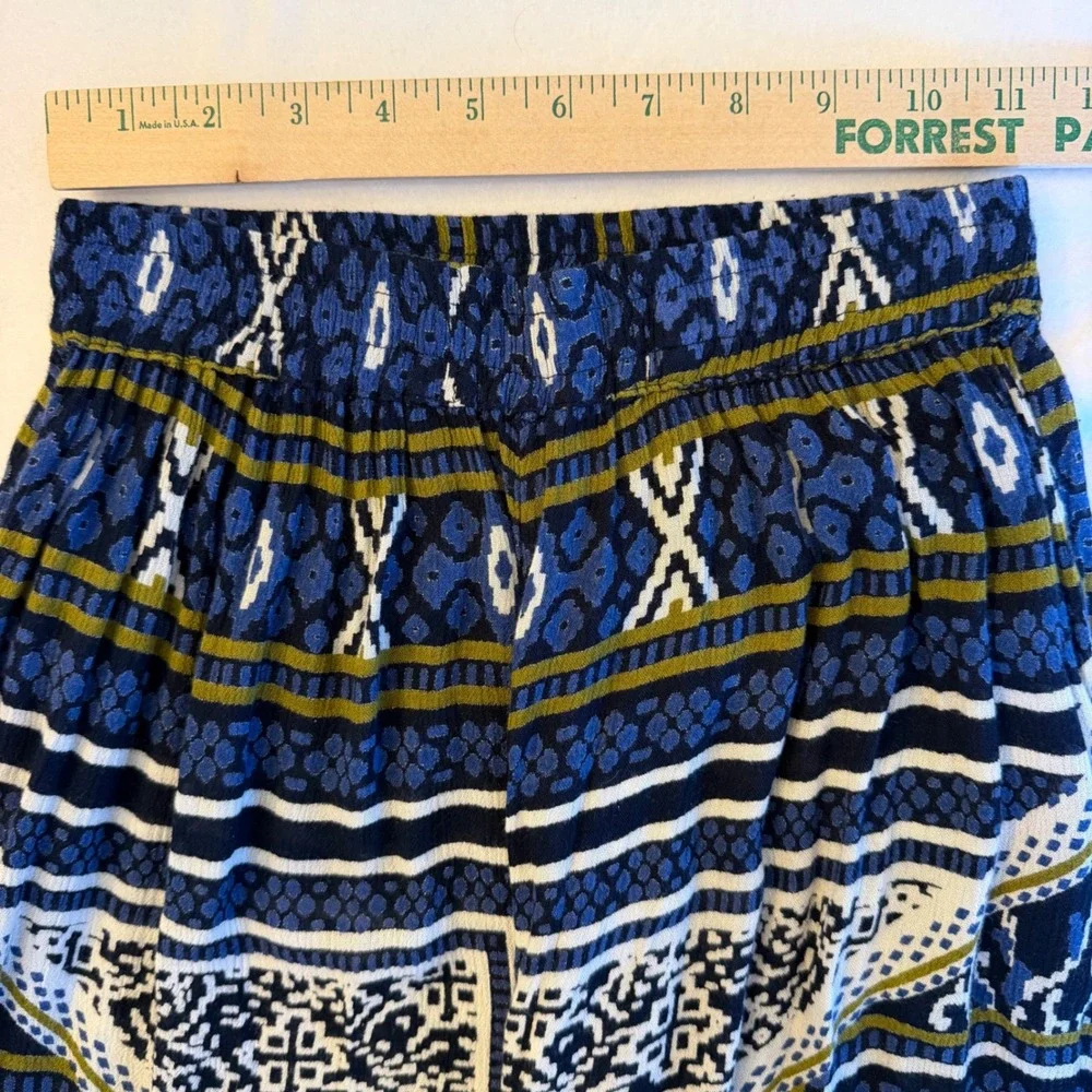 Raga Wide Leg Pants Women XS Blue White Flowy Boho Elastic Waist Palazzo Pant